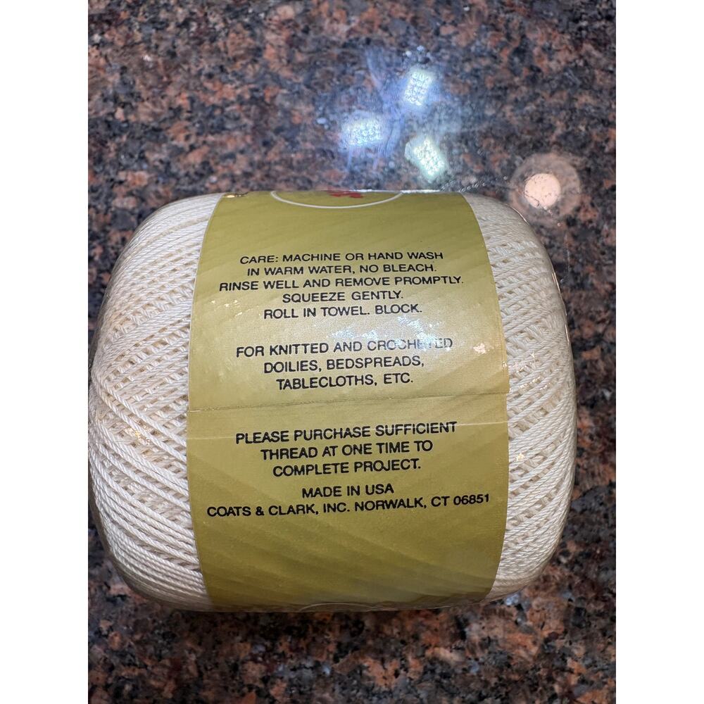 Vintage J&P Coats Knit Cro-Sheen Ecru Thread 100% Mercerized Cotton Yarn 1 Roll - Picture 5 of 7